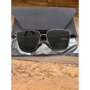 JIMMY CHOO EYEWEAR Crystal-Embellished Square Gold Frame Sunglasses NEW